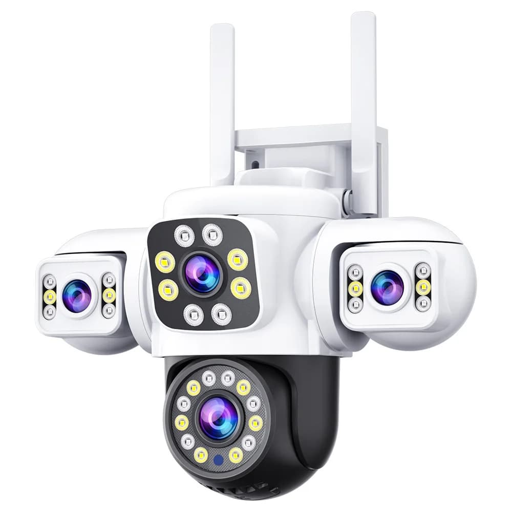 Caméra Dôme IP PTZ Sans Fil 6MP UHD Triple Objectif Pleine Couleur avec Détection Humanoïde IA, Surv