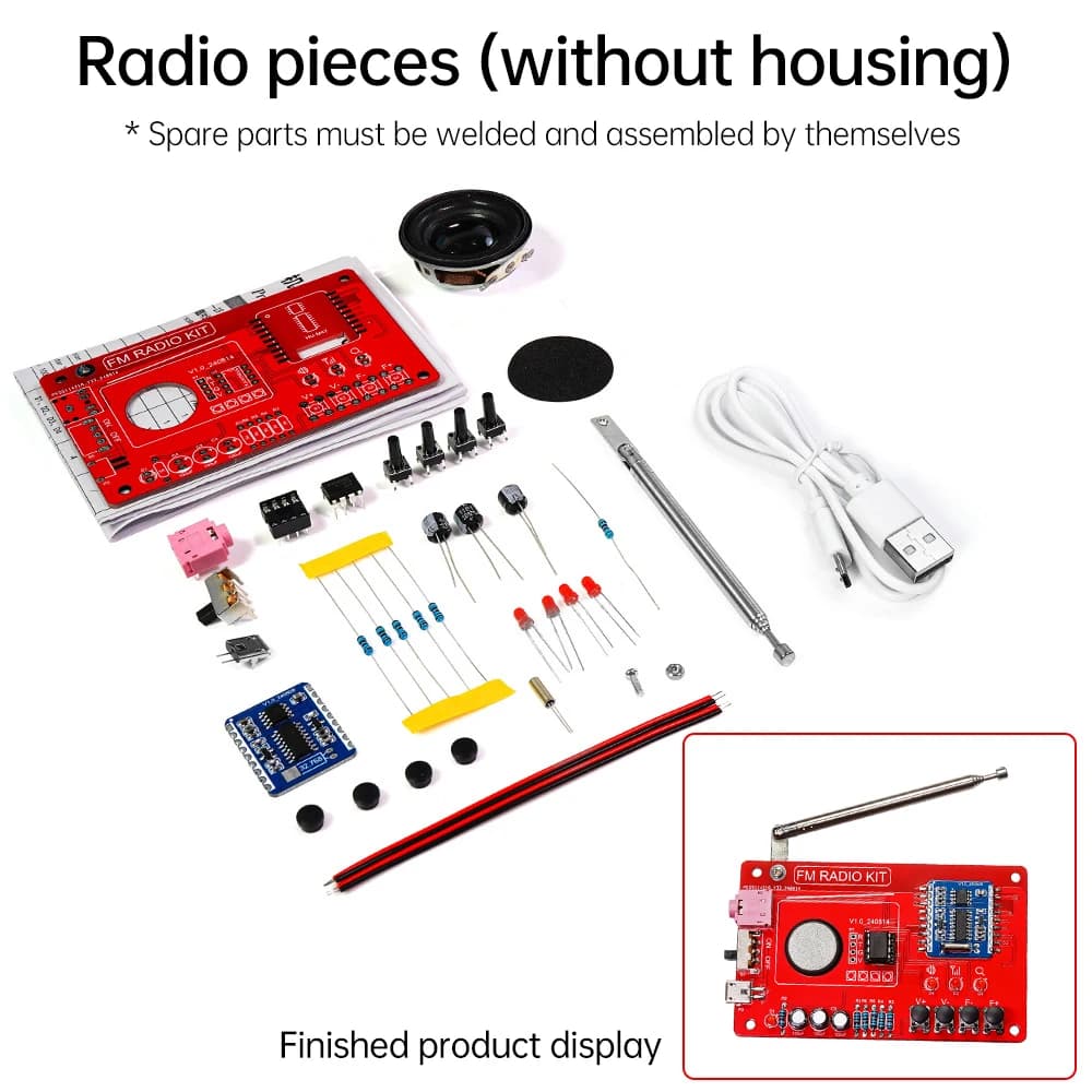 RDA5807 87-108 MHz Radio FM Kit de soudure radio bricolage adapté à l'enseignement scolaire et aux p