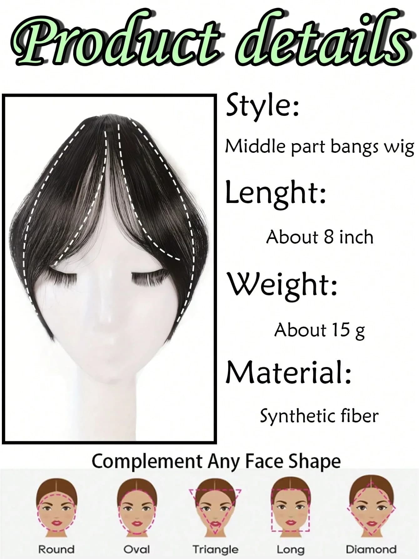 Synthèse perruque partie centrale frange Extensions de cheveux pince devant naturel sans couture fra