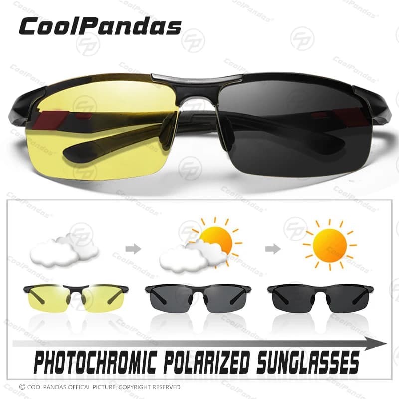 Lunettes de soleil photochromiques en aluminium pour hommes, anti-absorbe ouissement, vision jour et