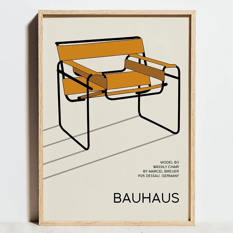 Affiche en toile géométrique Bauhaus de ligne bleue, imprimés d'art muraux de sport Bauhaus du milie