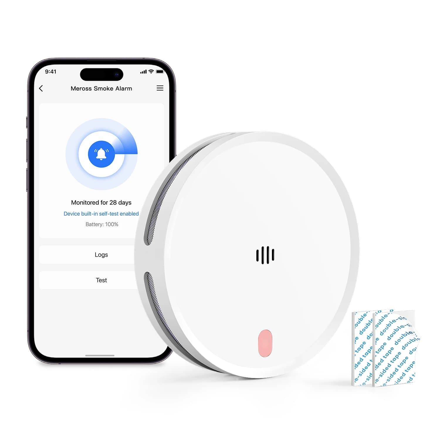 Meross – détecteur de fumée intelligent wifi MA151, avec batterie intégrée de 10 ans, capteur d'alar