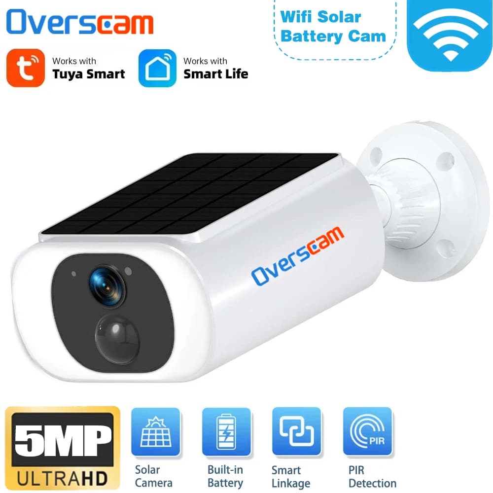 5MP Tuya Smartlife batterie solaire extérieure caméra sans fil WIFI Ultra veille temps PIR détection