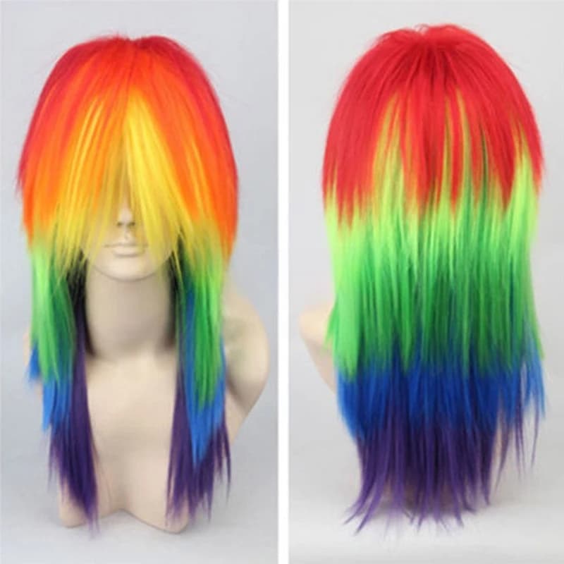 Anime mon petit arc-en-ciel Dash multicolore poney cheveux synthétiques Cosplay Costume perruques ré