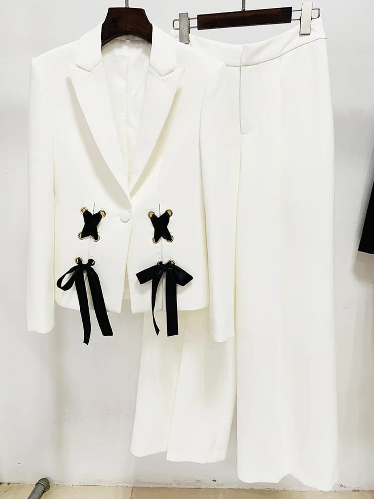 HIGH STREET Nouvelle Collection Mode 2026 Printemps/Été Ensemble Blazer et Pantalon Droit pour Femme