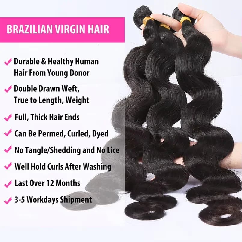 Lots de Cheveux Humains Péruviens Non Traités Ondulés avec Closure Frontale Invisible Effet Peau Mou