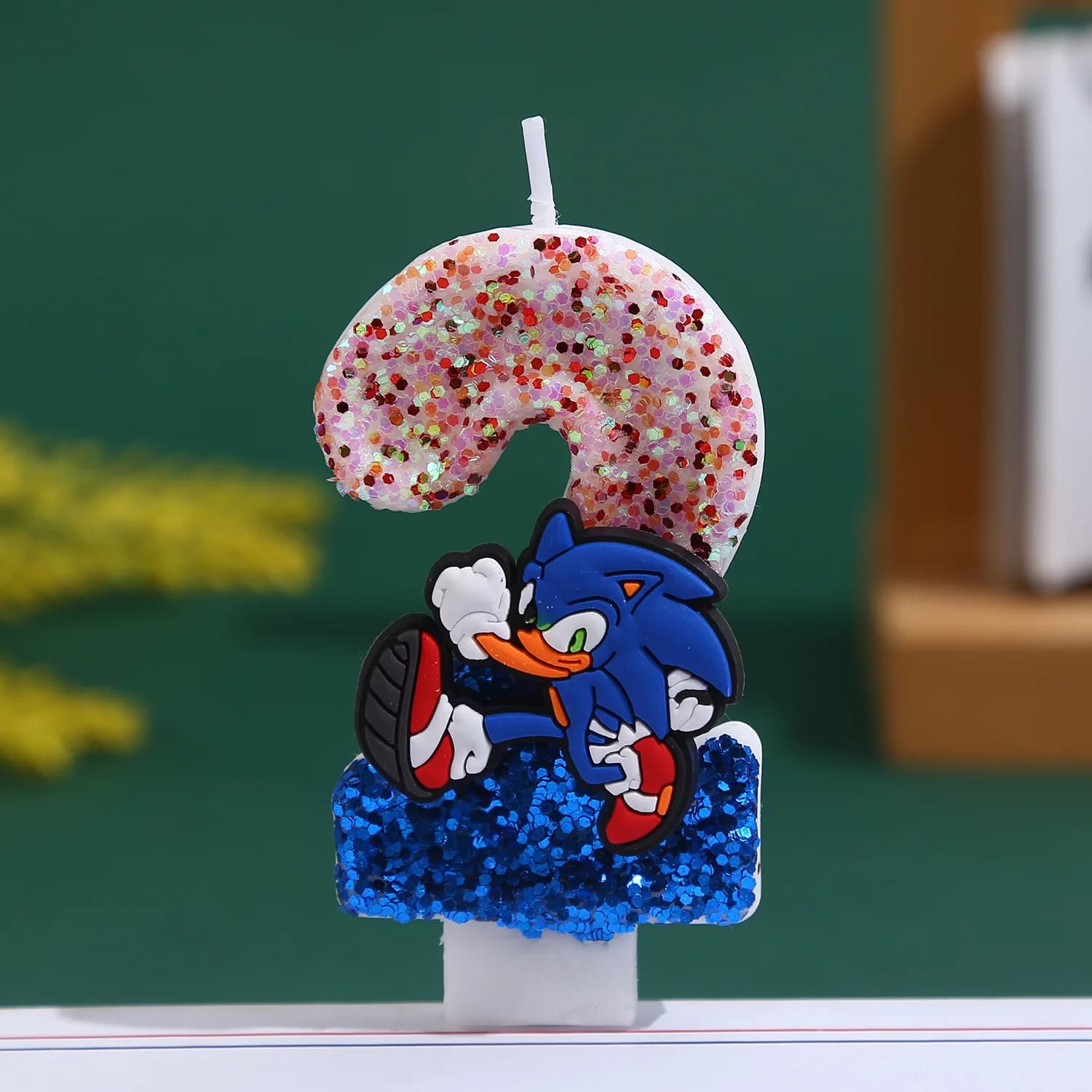 Bougie Sonices bleue 0-9 chiffres, personnage d'anniversaire pour enfant, décorations de gâteau d'an