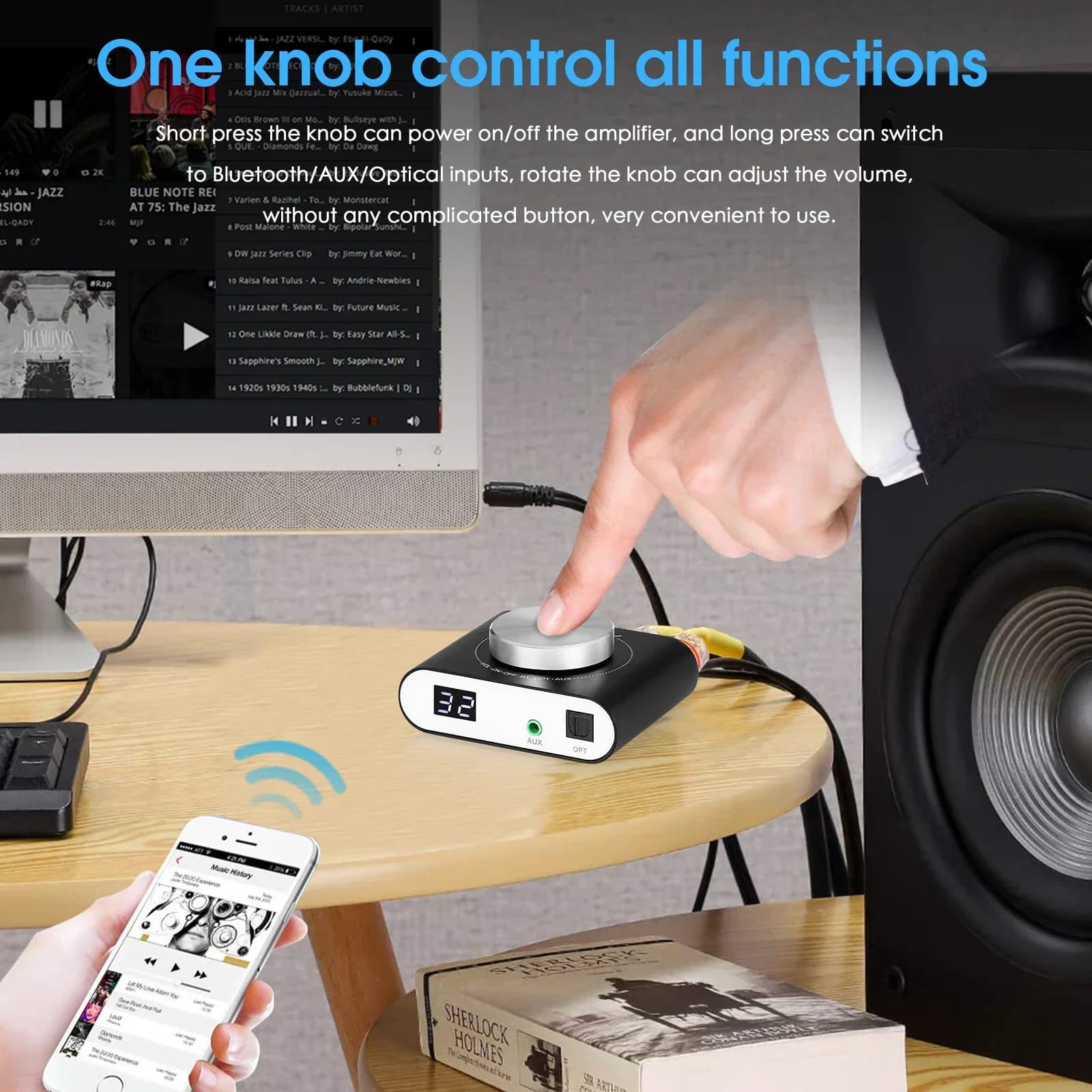 Nobsound Q10 Mini amplificateur numérique AUX/optique Bluetooth 5.0 récepteur HiFi classe D amplific