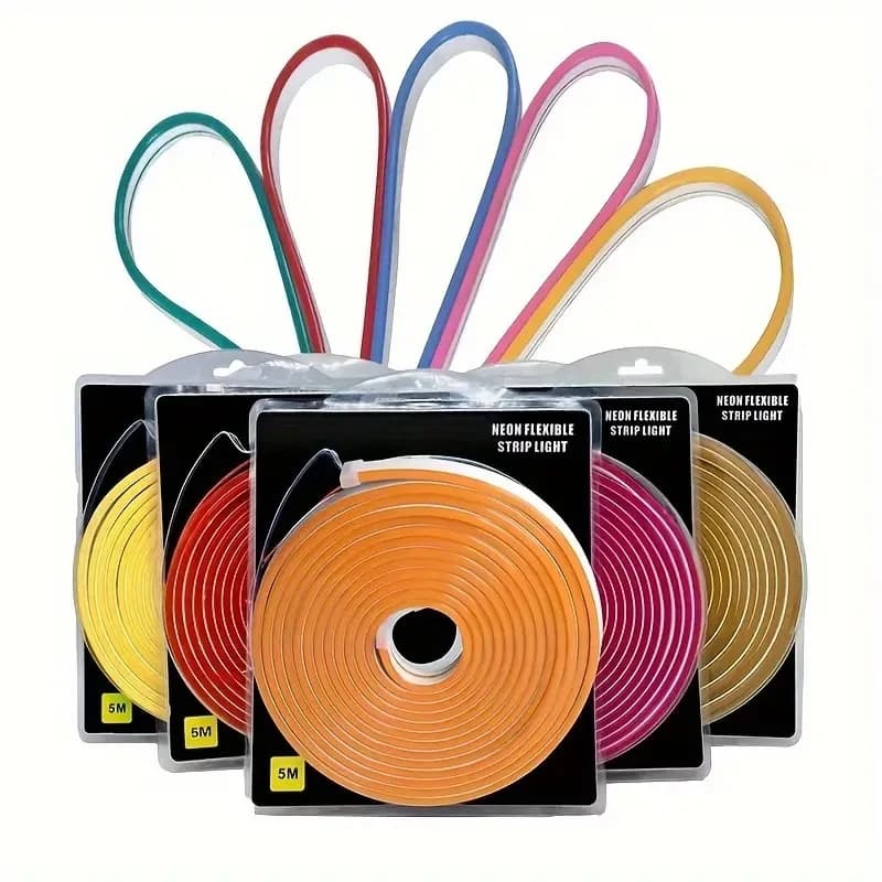 1 rouleau 12V 196,85 pouces/5M LED néon en Silicone Flexible, bande lumineuse LED extérieure étanche