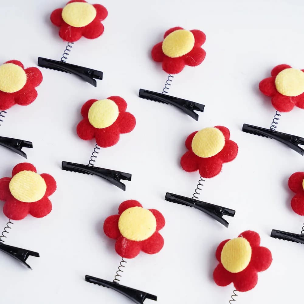 Épingle à cheveux en peluche 3D pour enfants, 50 pièces/lot, dessin animé drôle, petit canard jaune,