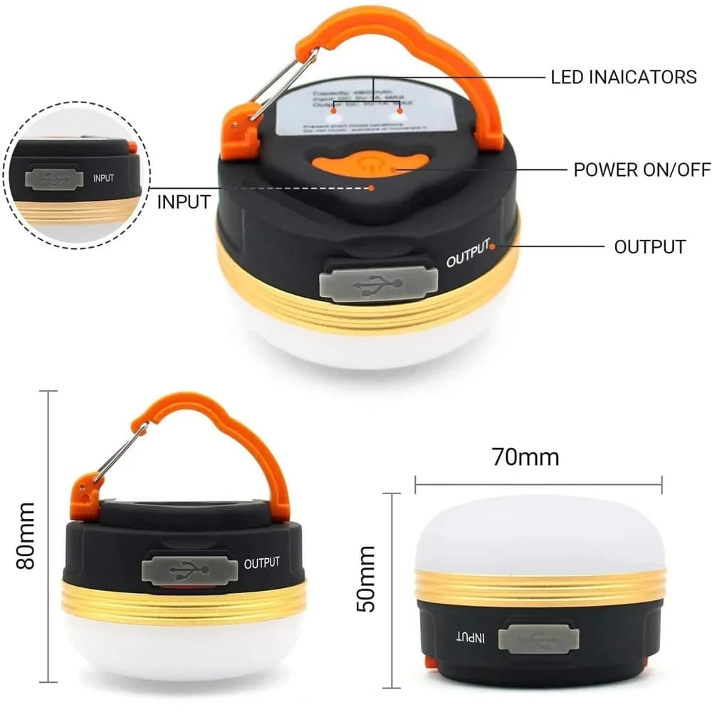 10W LED Portable Camping lumière intégrée 1800mAh batterie USB Rechargeable tente lanterne en plein 