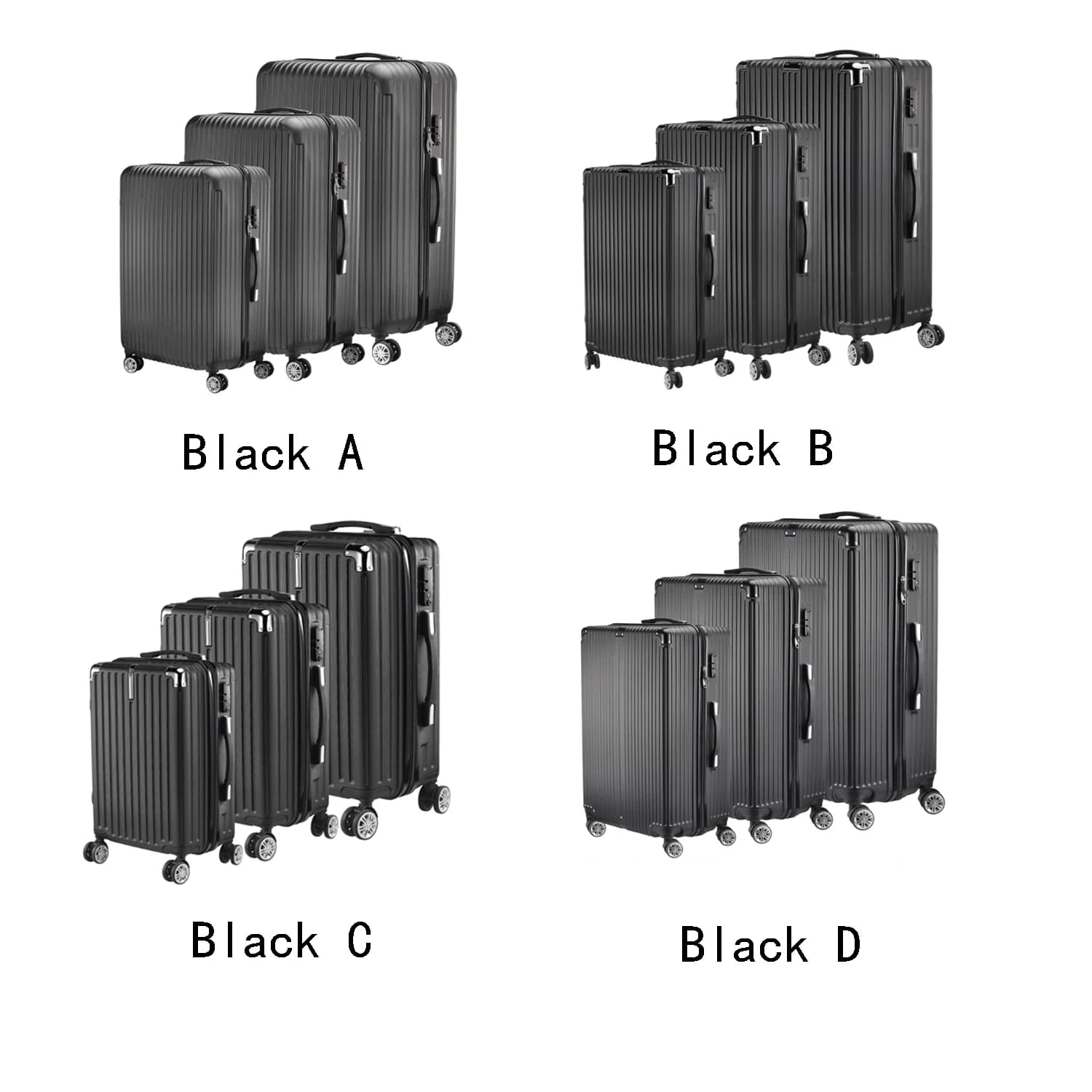 Ensemble de bagages Fangange 3 pièces, roues silencieuses universelles, avec serrure à combinaison, 