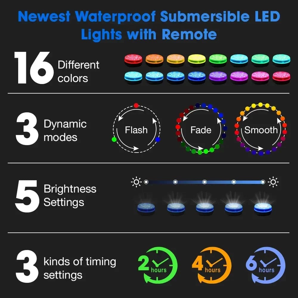 Lumière sous-marine Submersible 13LED mis à jour avec télécommande lumière de piscine sous-marine IP