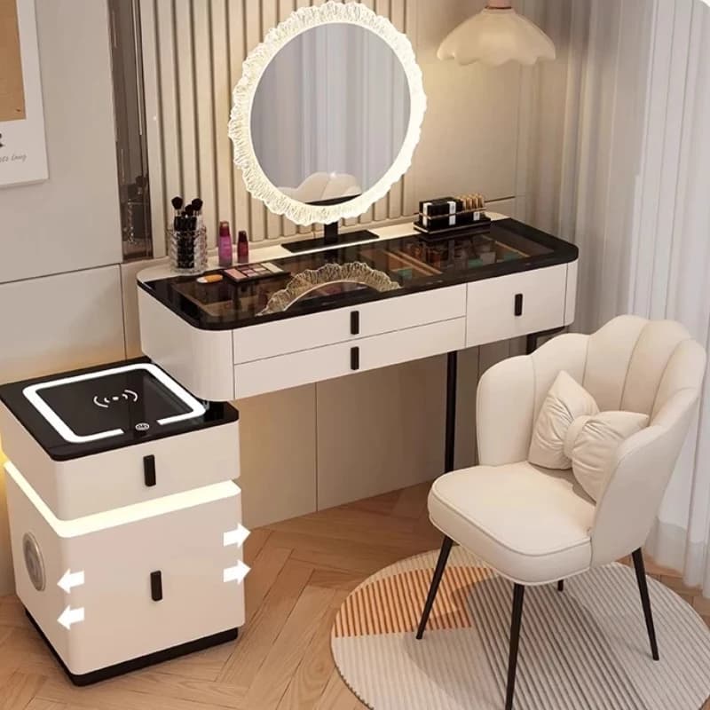 Organisateur de bijoux luxe vanité Table miroir lumières tiroirs nordique filles coiffeuse maquillag