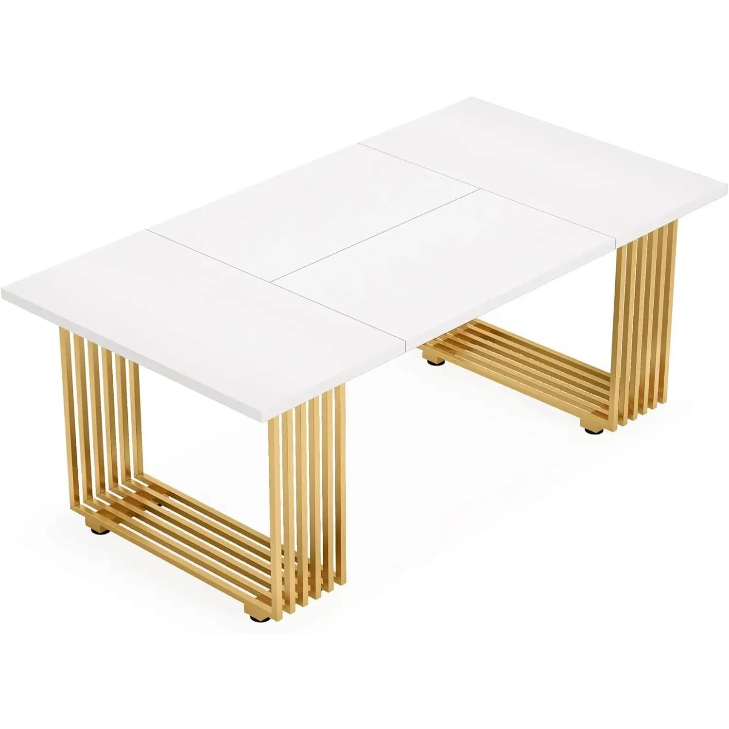 Bureau de travail blanc LITTLE TREE 70,9 pouces, bureau de direction moderne avec pieds en métal dor