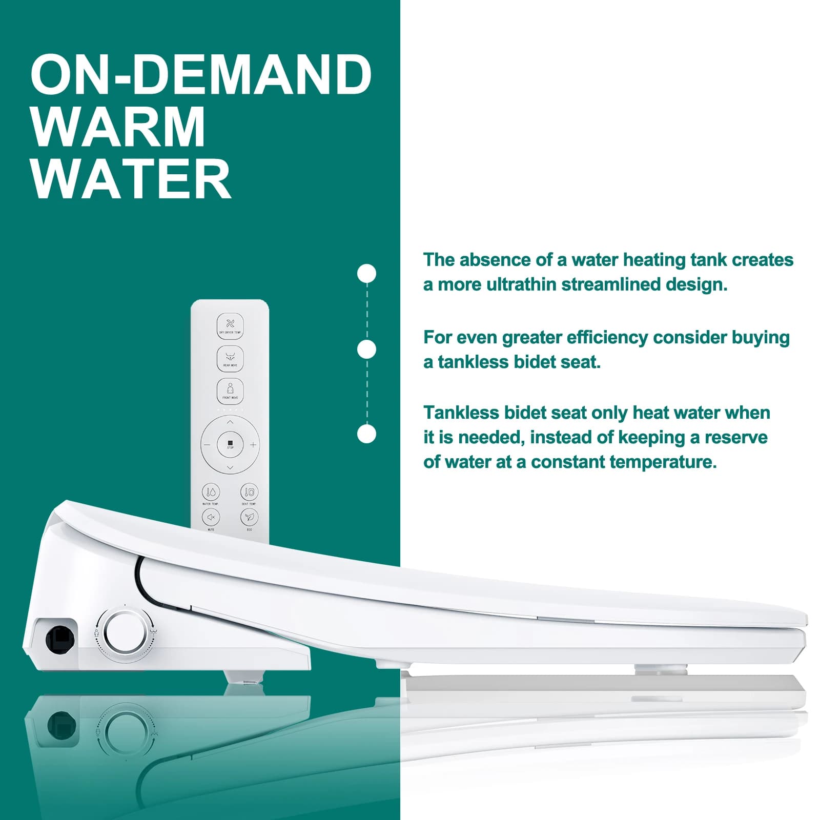AQUATIZ Bidet de toilette intelligent allongé, siège de toilette électrique à clipser, eau chaude ré