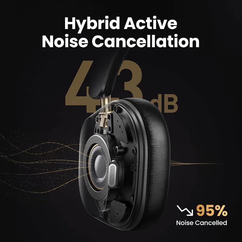 Casque Bluetooth sans fil hybride, suppression active du bruit, écouteurs Hi-Res Sat, casque audio s