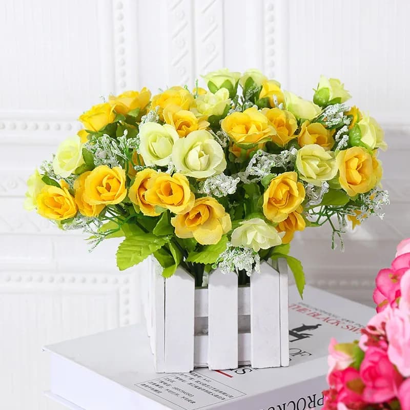 Bouquet de roses simulées, décoration de maison, petite Rose camélia, décoration de mariage, fleurs 