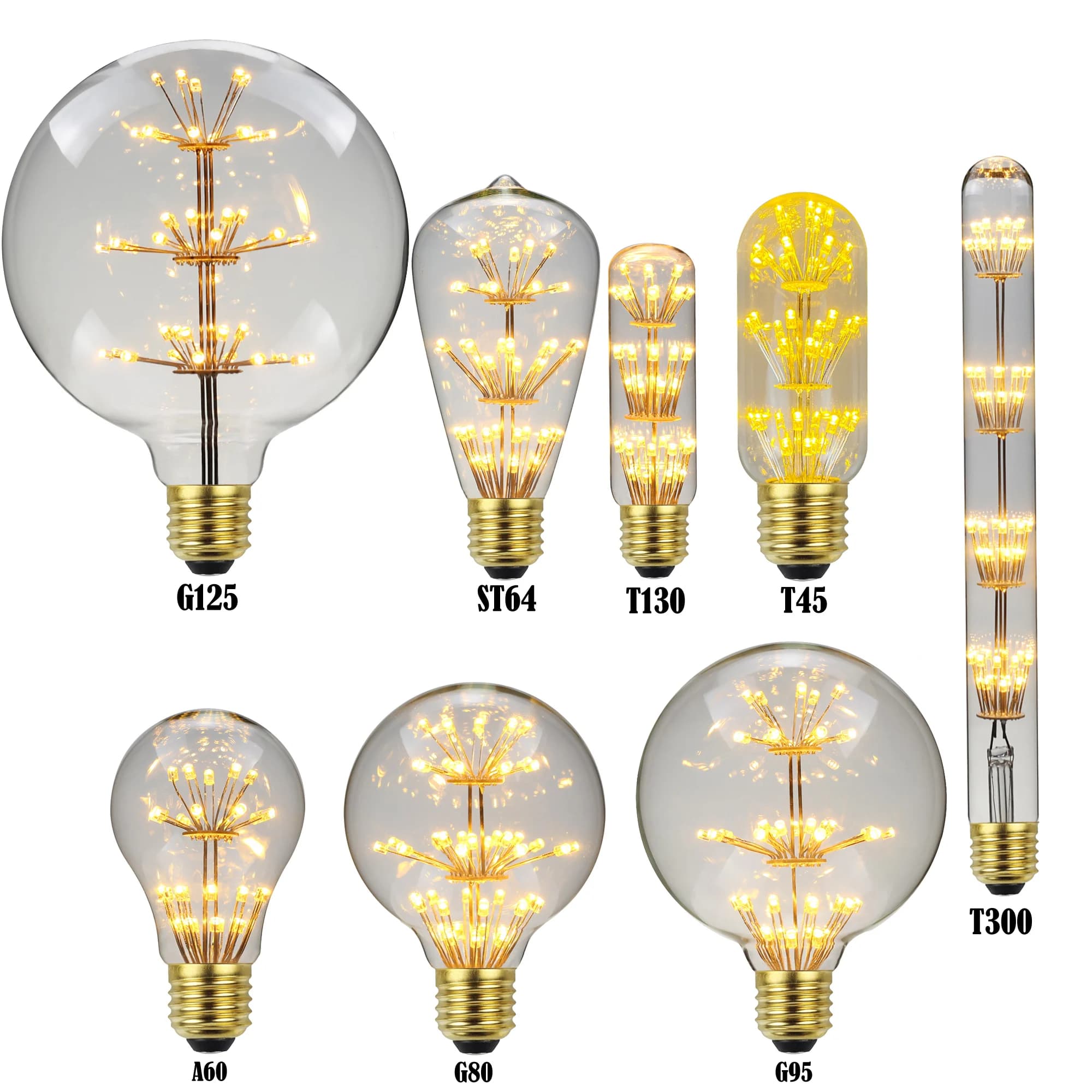 TIANFAN Vintage Led Ampoule enquêter d'Artifice Étoilé Edison Ampoule 3W AC85-265V inda Verre Transp
