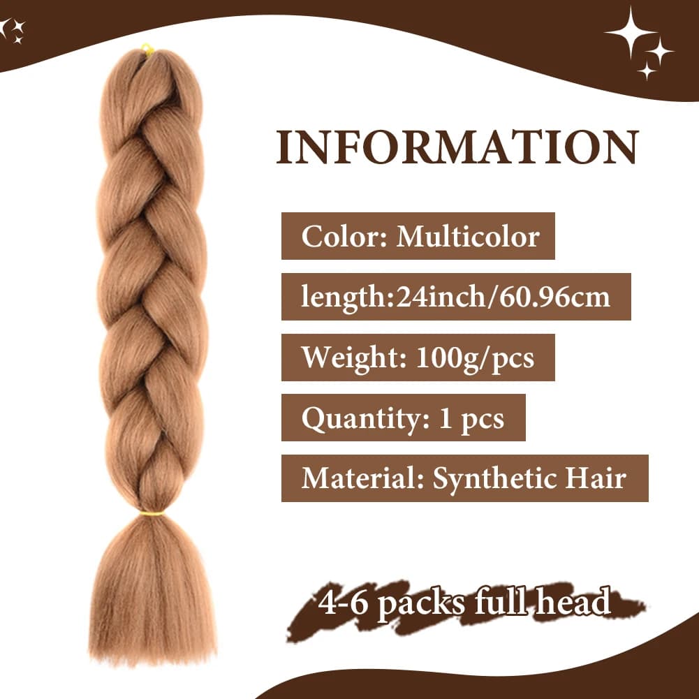 Jgreeting-Extensions de tresses synthétiques pour femmes, 24 pouces, cheveux afro ombré kanekalon