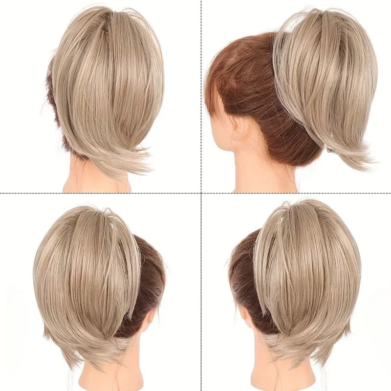 Chouchous synthétiques à griffes élégantes pour femmes, Chignon en désordre, queue de cheval lisse, 