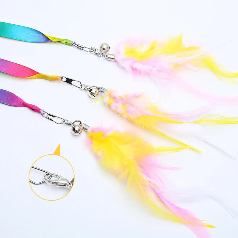 Simulation plume interactive chat jouet ruban de Satin cloche chat bâton jouets chaton jouant Teaser