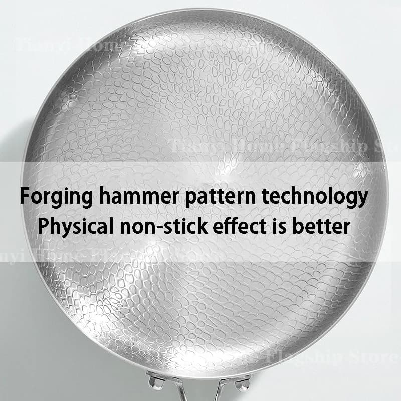 Poêle à frire antiadhésive Wok en titane et acier inoxydable, 20/24/28cm, poêle à Steak aux œufs, cu