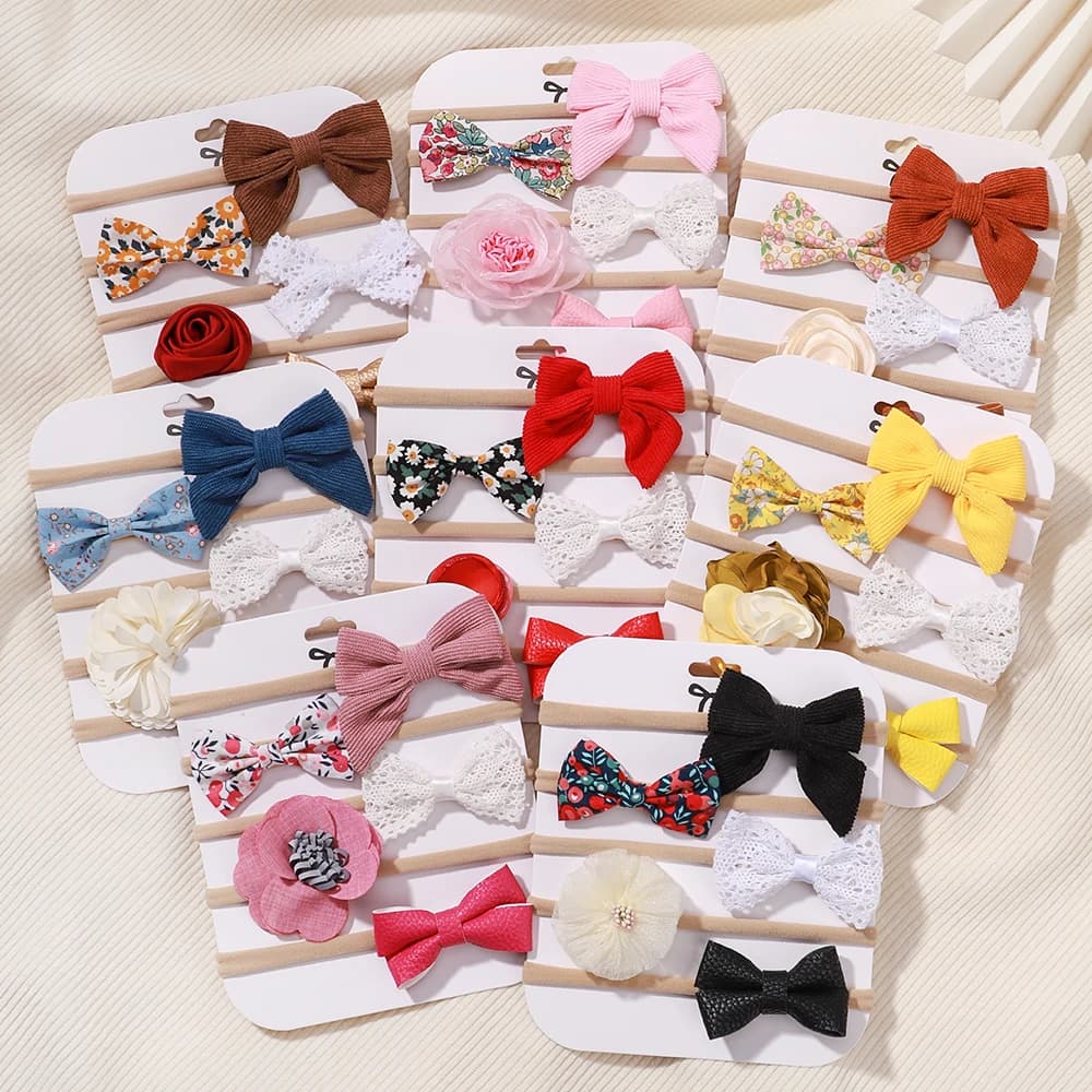 Bande de sauna en nylon élastique pour bébé, nœud en dentelle florale pour nouveau-né, bandes de che
