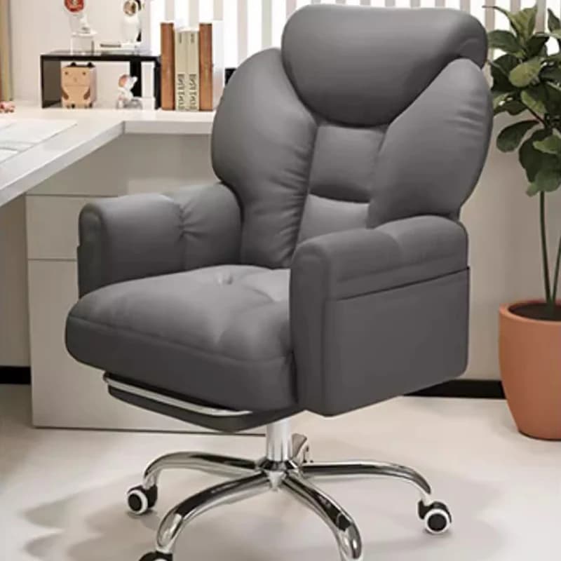 Chaise de Bureau Moderne Blanche avec Repose-Pieds Mobile, Fauteuil de Jeu Doux et Confortable, Mobi