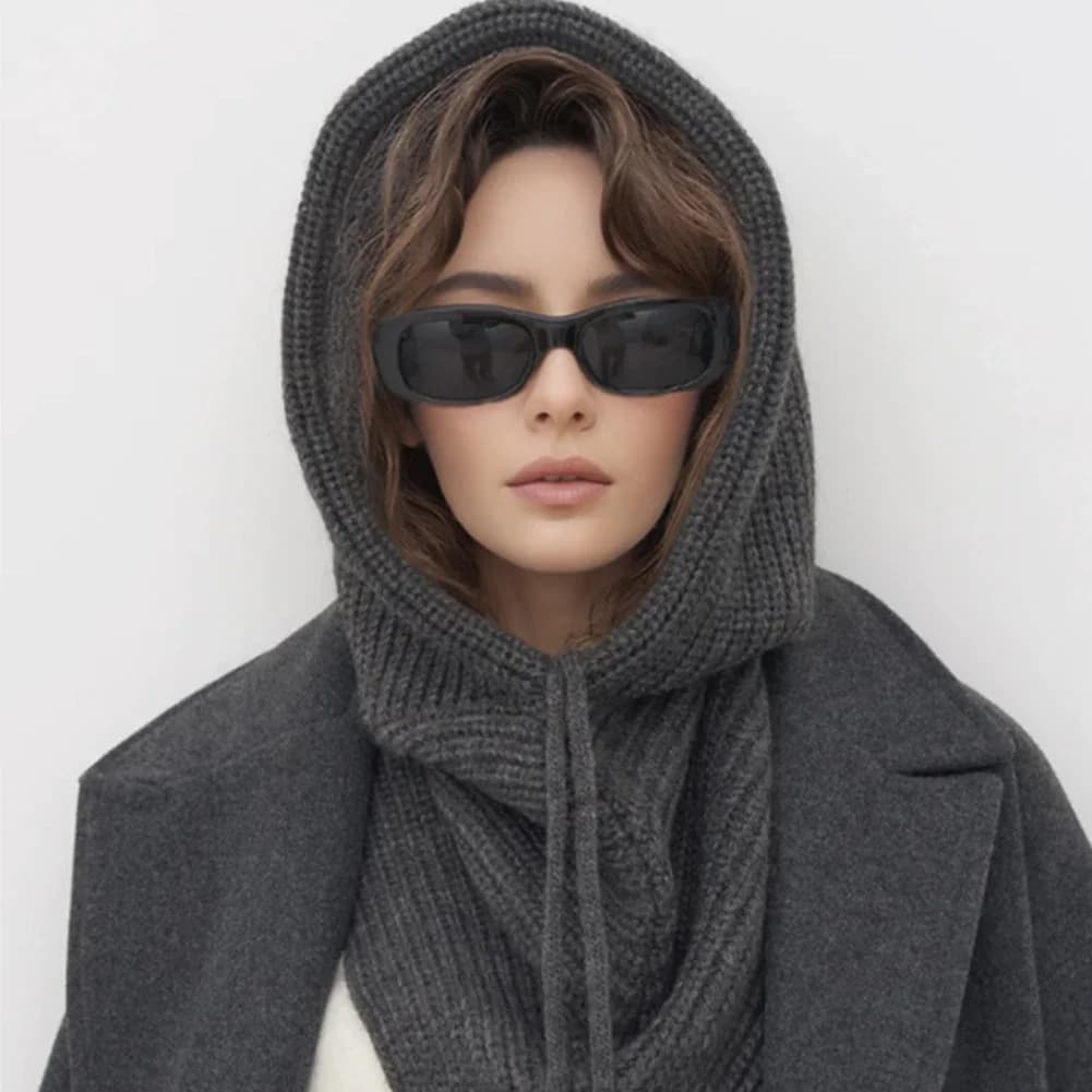 Chapeau-balaclava d'hiver pour femmes, écharpe chaude en tricot, bonnets à capuche, collier de cou e