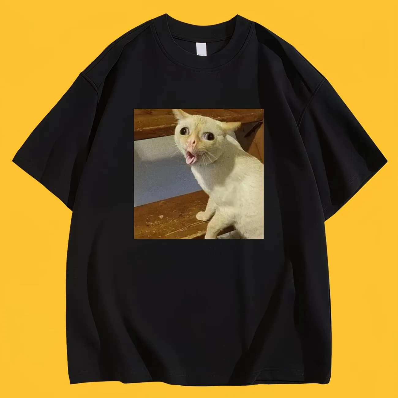 T-shirt humoristique avec motif de chat qui touxse, tee-shirt graphique amusant, t-shirt décontracté