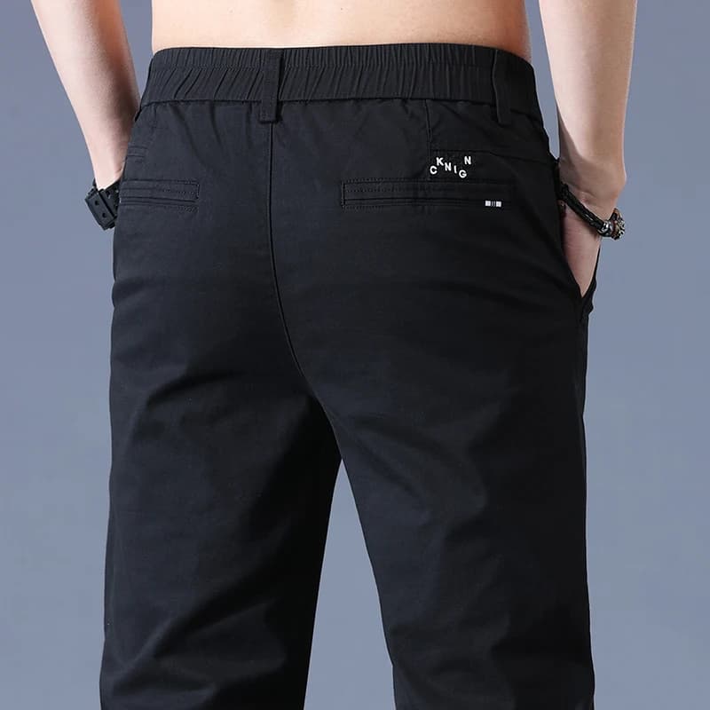2025 nouveau haute qualité hommes mince pantalons décontractés taille moyenne Stretch travail pantal