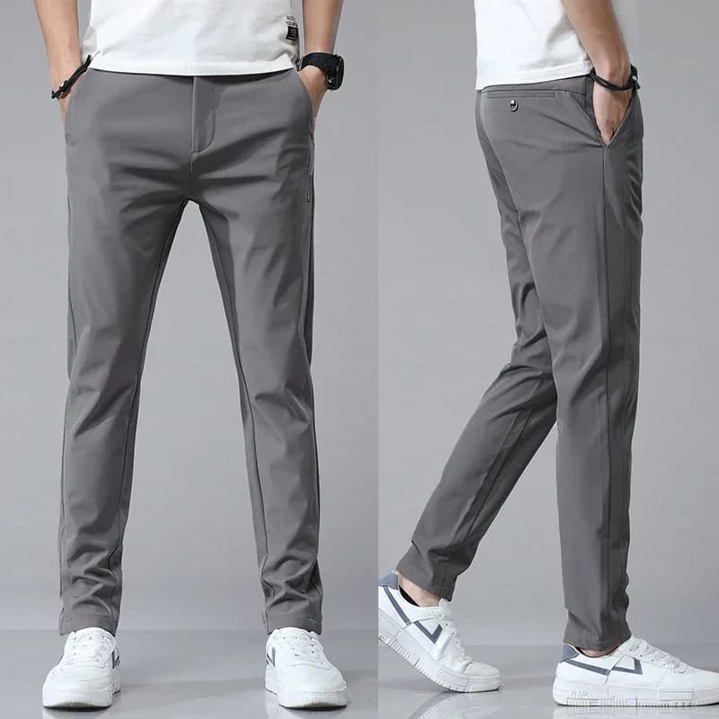 Pantalon Ultra-fin pour hommes, extensible, Slim, droit, décontracté, haute qualité, mode, respirant