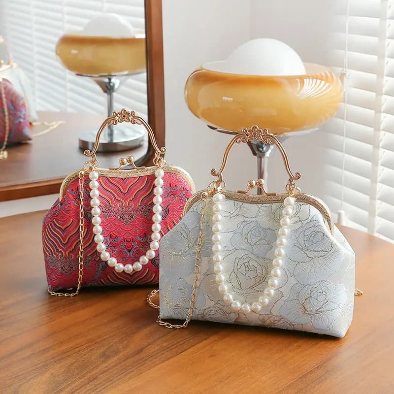 Sac à main en dentelle classique vintage pour femmes, sac à bandoulière initié, sacs à main JOWomen'