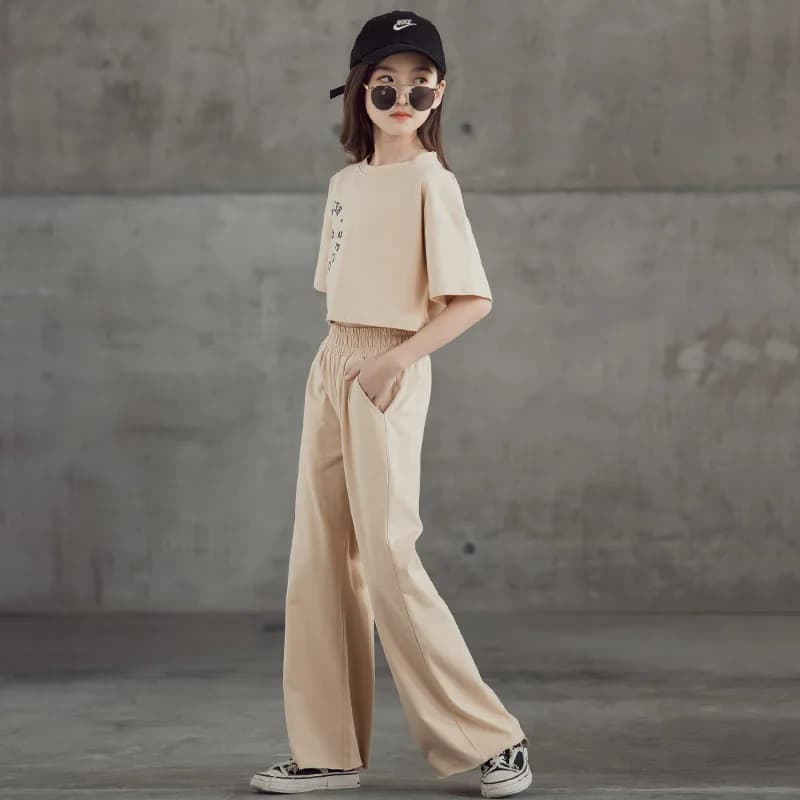 Ensemble de vêtements pour adolescentes de printemps et d'été, t-shirt et pantalon courts pour enfan