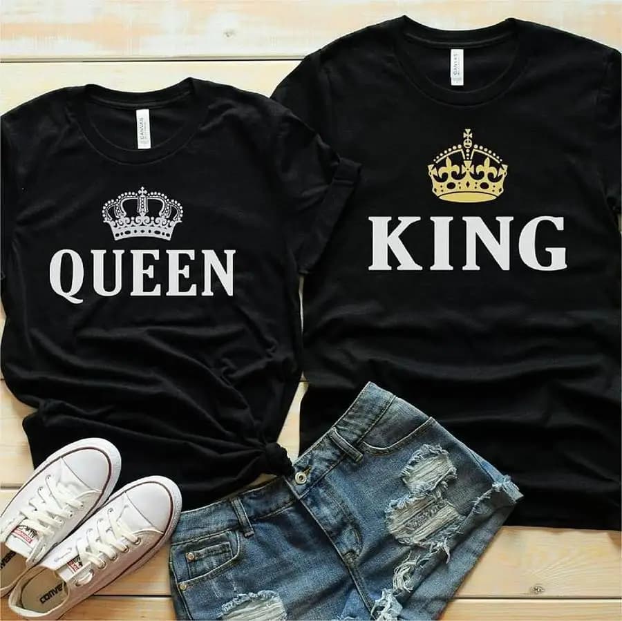 T-shirt à Manches Courtes et Col Rond pour Homme et Femme, Vêtement à la Mode, dériv, Reine, Couronn