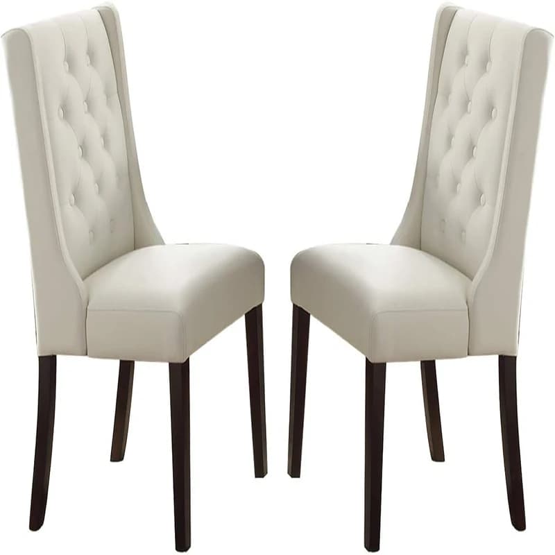 Ensemble de 2 chaises capitonnées en similicuir blanc, siège de salle à manger moderne, sur place