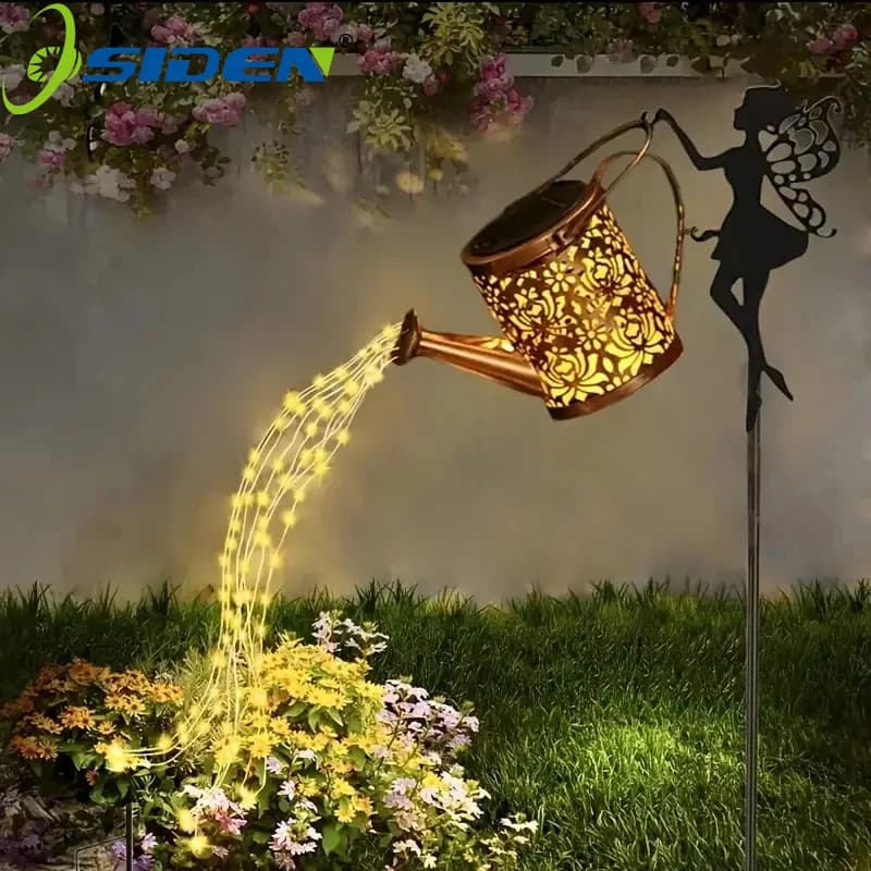 Arrosoir féerique solaire en métal Vintage, décoration de jardin, bouilloire suspendue solaire d'ext
