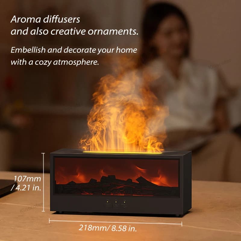 Humidificateur d'air de cheminée, diffuseur d'huile essentielle et d'arôme sans eau avec lumière LED