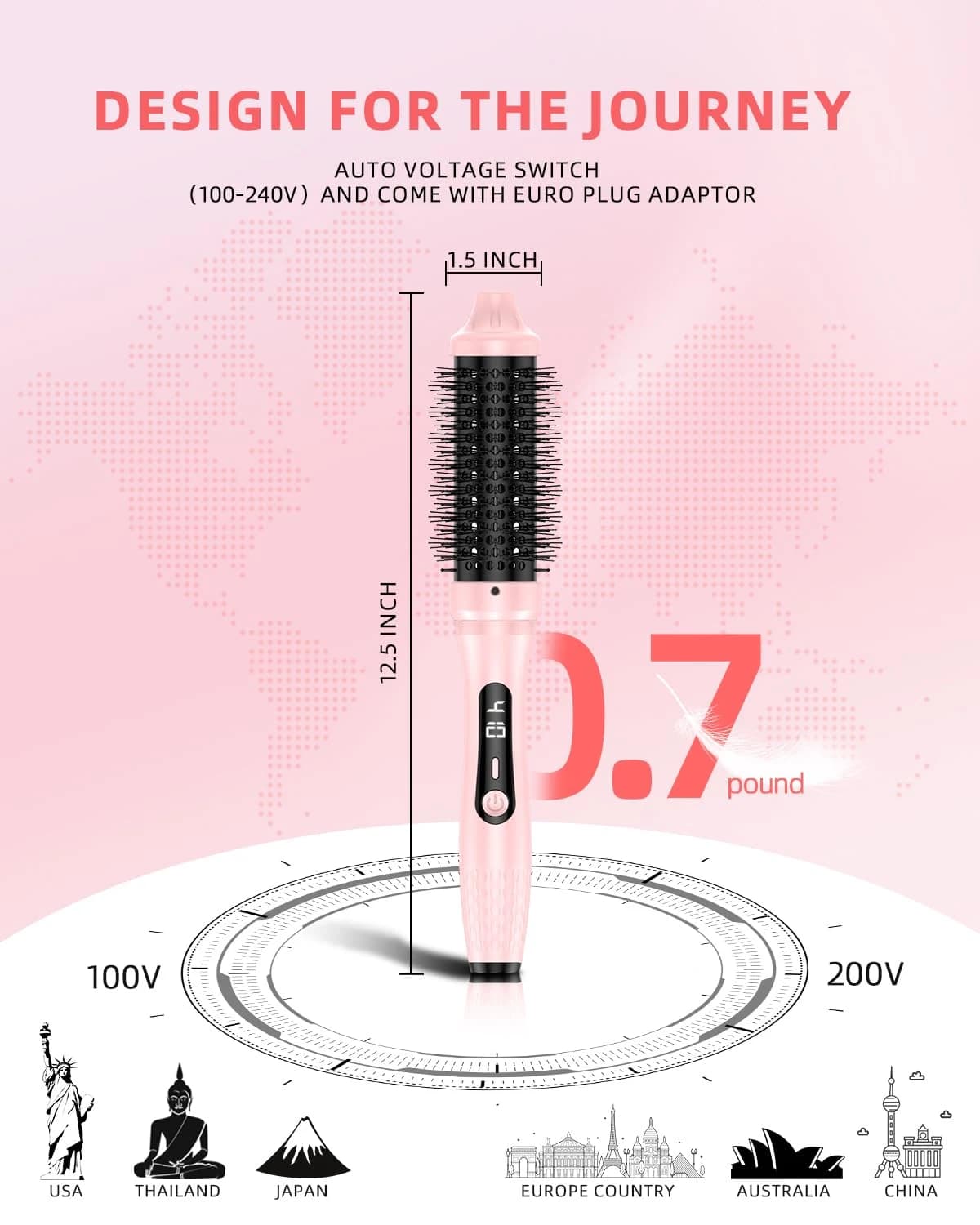 Fer à friser à infrarouge, brosse électrique, peigne Anti-brûlure, 1.5 pouces, volumateur rond chauf
