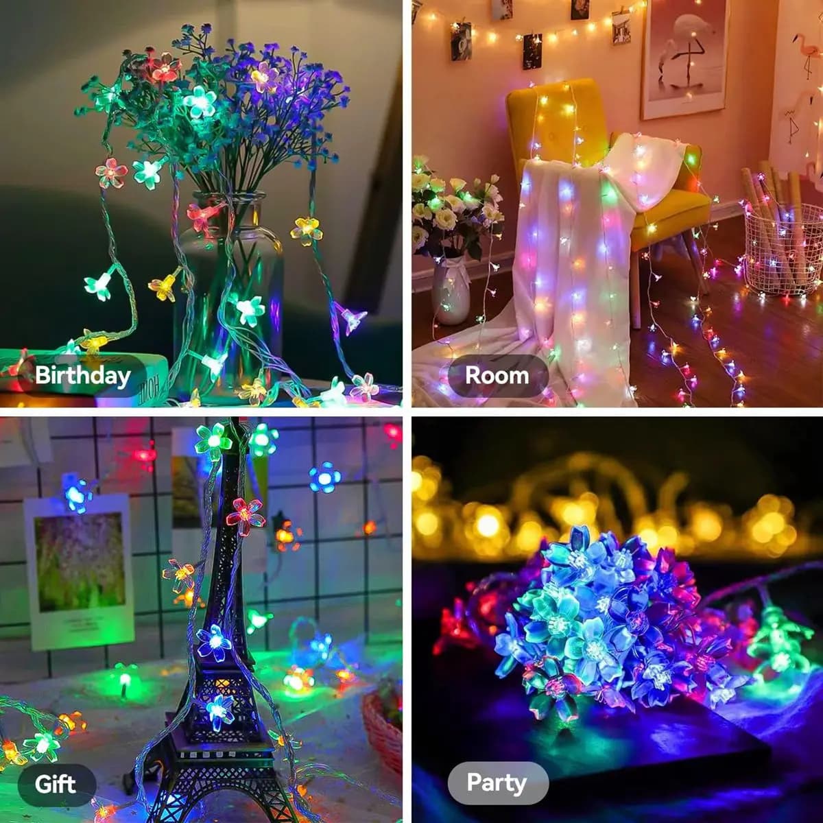 Guirlande lumineuse féerique à piles, 1 pièce, 10/20/30/40 LED, lumières en fleurs de cerisier pour 