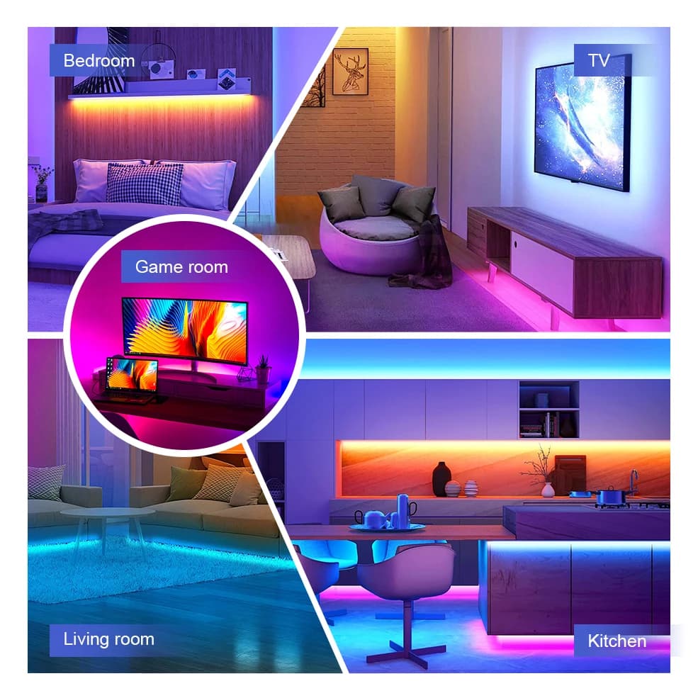 Bande lumineuse LED intelligente, RVB 5050, Tuya, WiFi, Zigbee, contrôle par téléphone, USB, ruban f