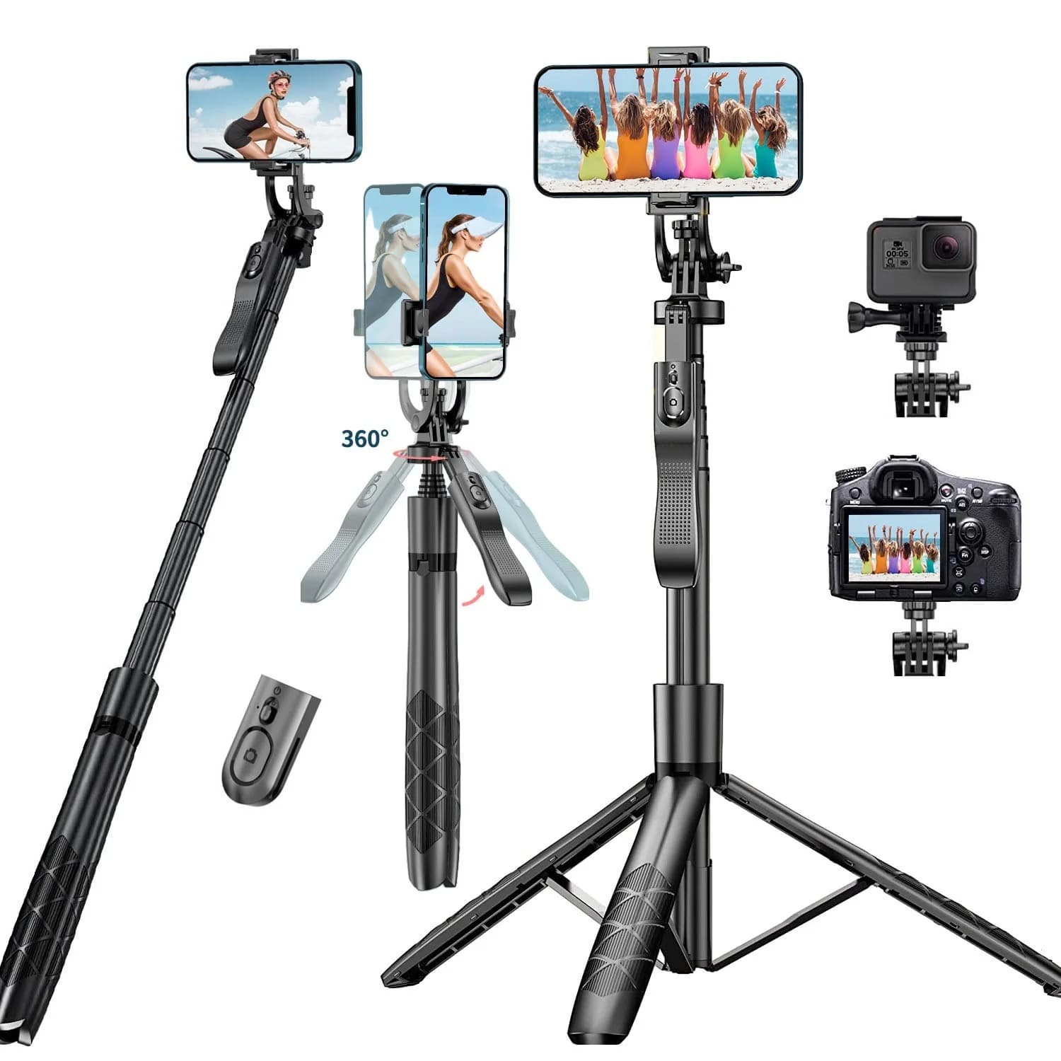Trépied perche à Selfie avec télécommande, trépied de téléphone de voyage extensible de 60 pouces po