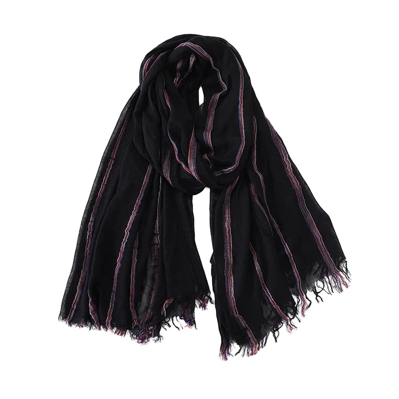 Écharpe en lin de coton rayé pour hommes, écharpes chaudes, gland court, châle Pashmina, accessoires