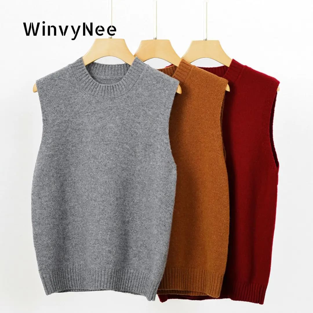 WinvyNee 2025 femmes laine gilet O cou vêtements décontracté chaud vêtements d'extérieur gilet dames