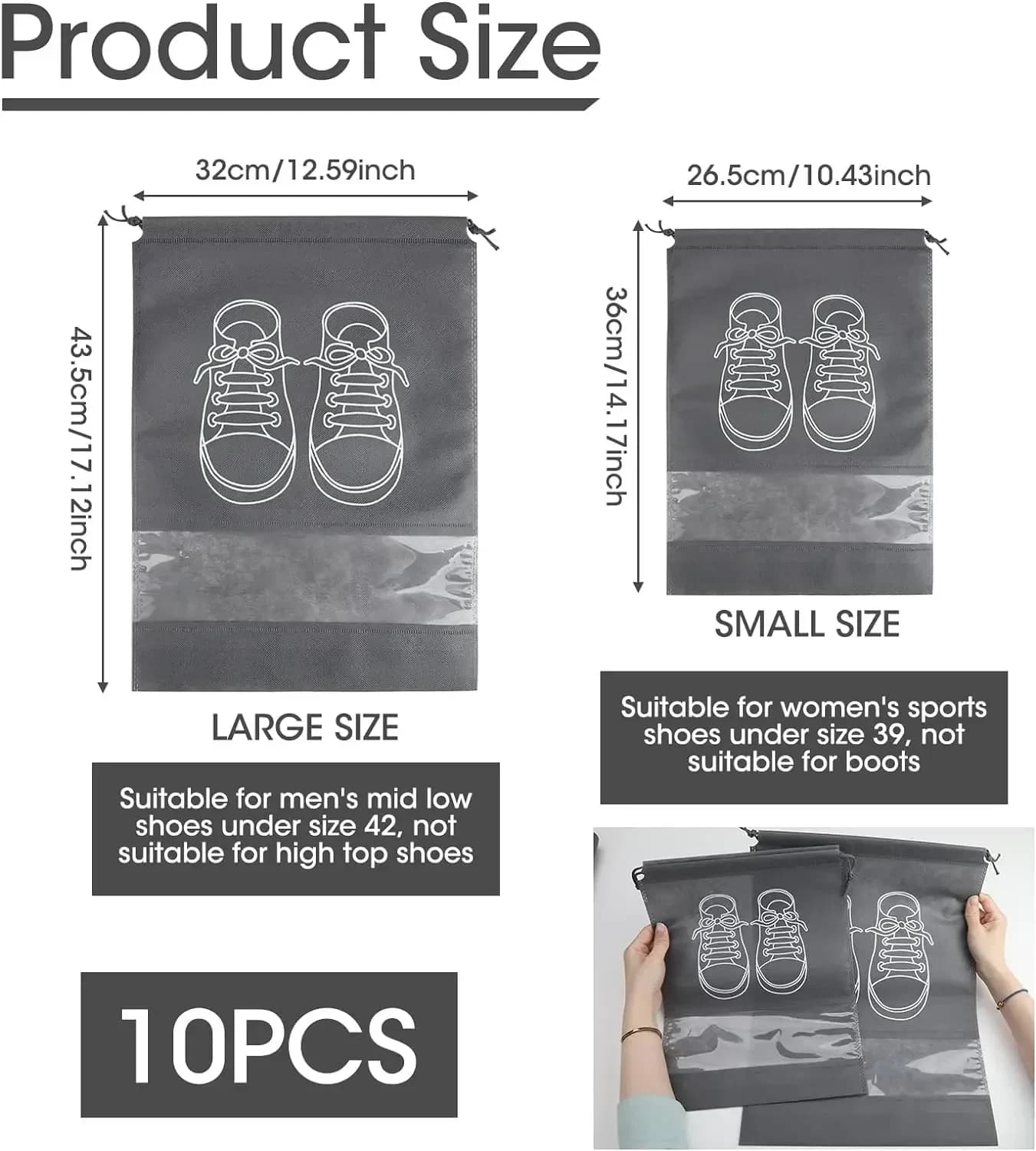 Sacs de rangement pour chaussures, 5/10 pièces, sacs anti-poussière pour chaussures Non tissés, sac 