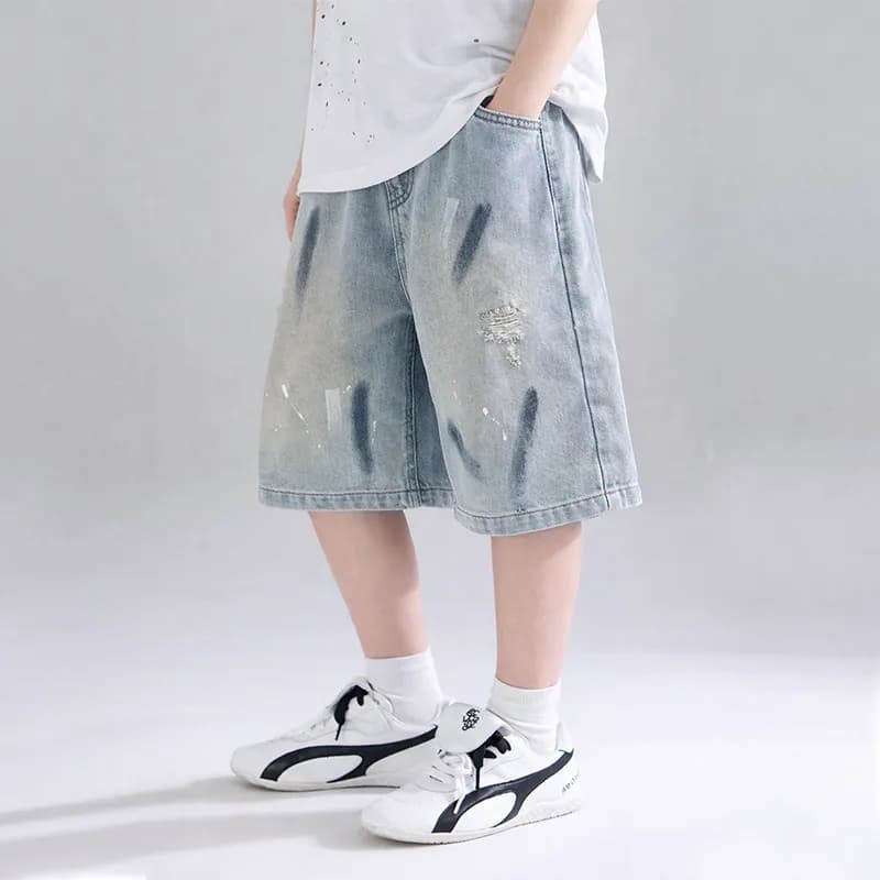 UNITIM – short d'été en coton pour garçons, avec imprimé lettres, short en jean élégant pour enfants