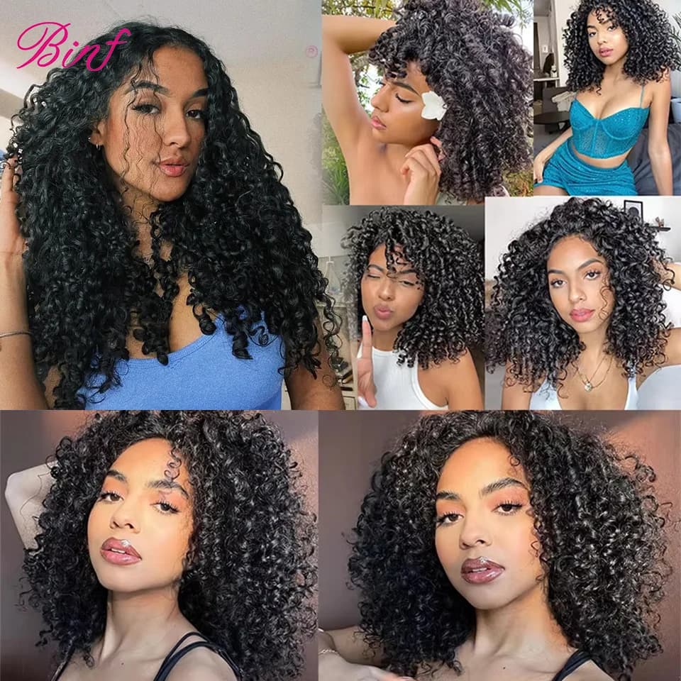 Lots de Cheveux Humains Bouclés Pixie, Bundles de Cheveux Bouclés Profonds, Tissage de Cheveux Brési