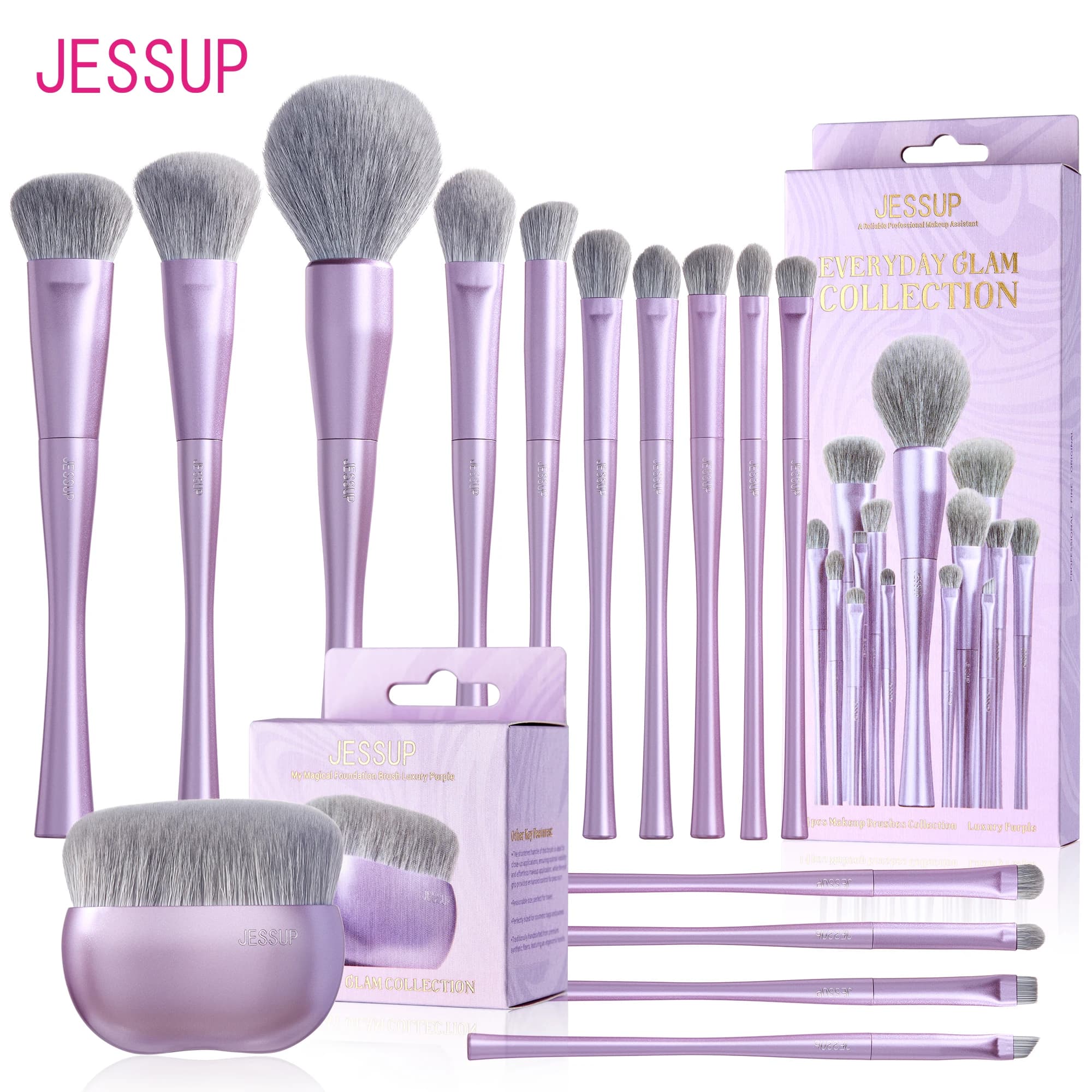 Jessup – ensemble de pinceaux de maquillage, 4/6/7/10/14/15 pièces, pinceaux de fond de teint, mélan