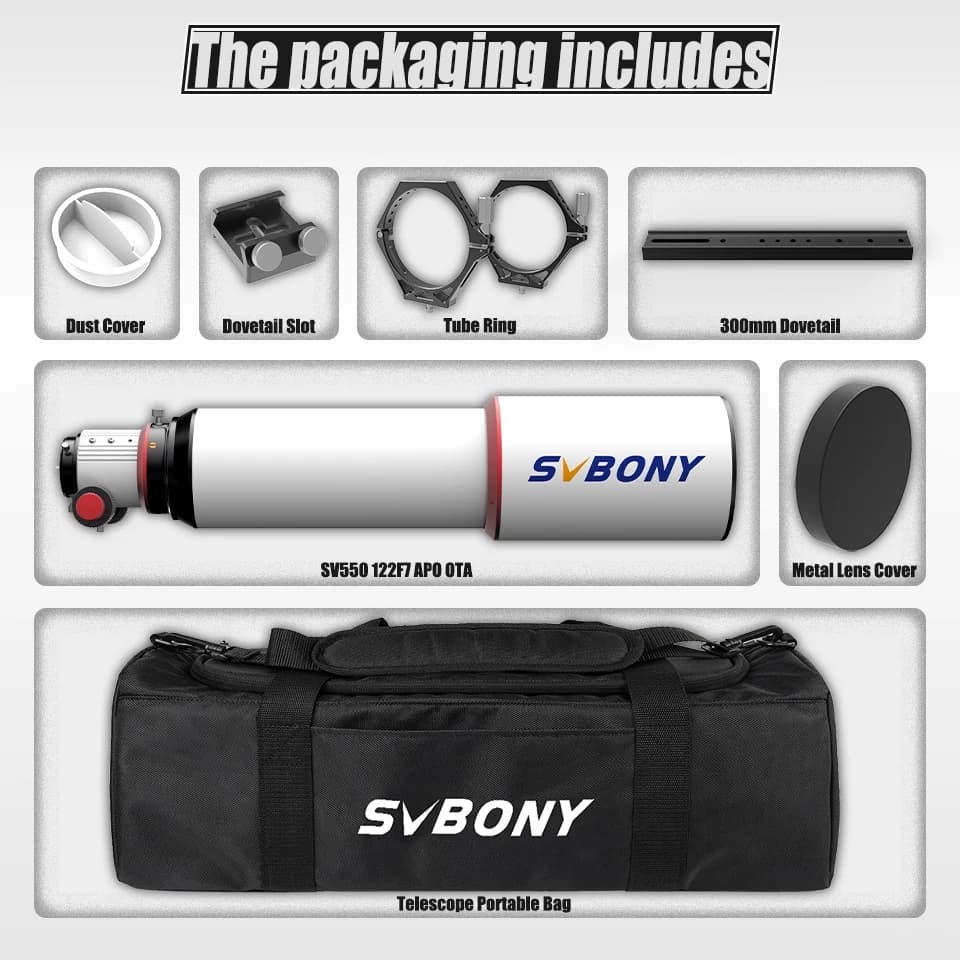 Svbony SV550 80/122mm APO télescope FPL51 réfracteur triple apochromatique OTA pour l'observation vi